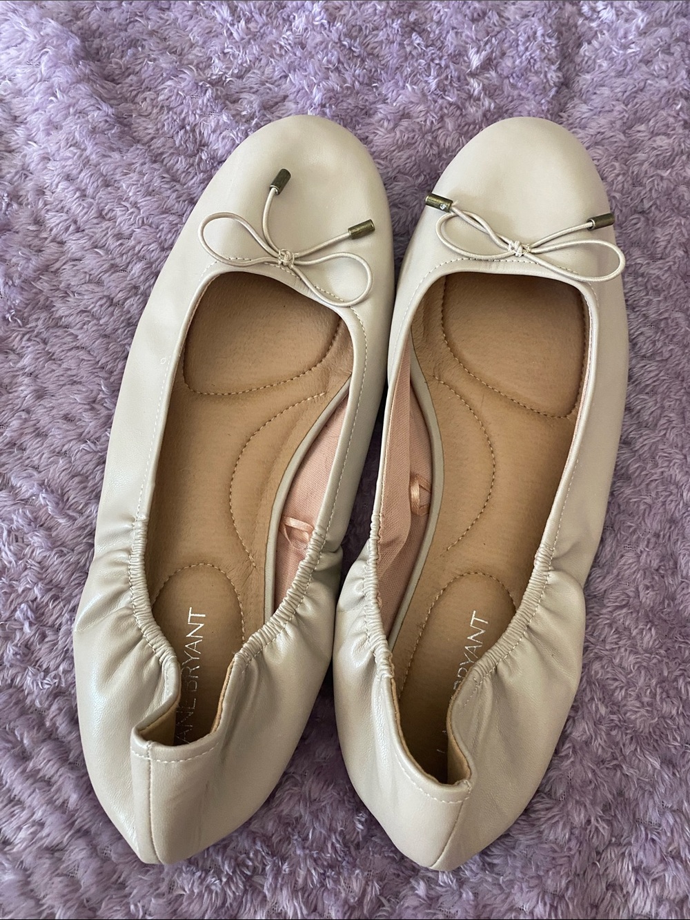 Lane Bryant Cream Ballet Flats with Bow Accent